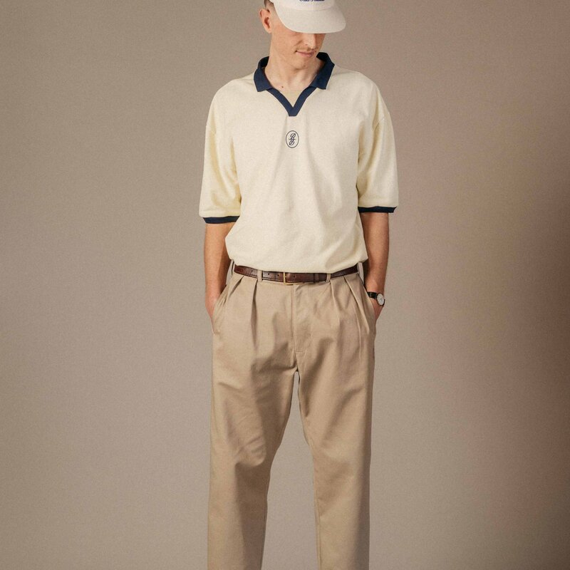 Odd Ritual Pleated Daily Trouser — Khaki, on model