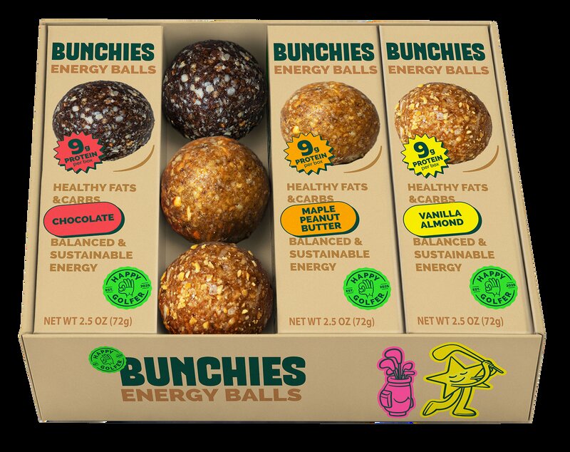 BUNCHIES Energy Balls in Golf-Ball Packaging