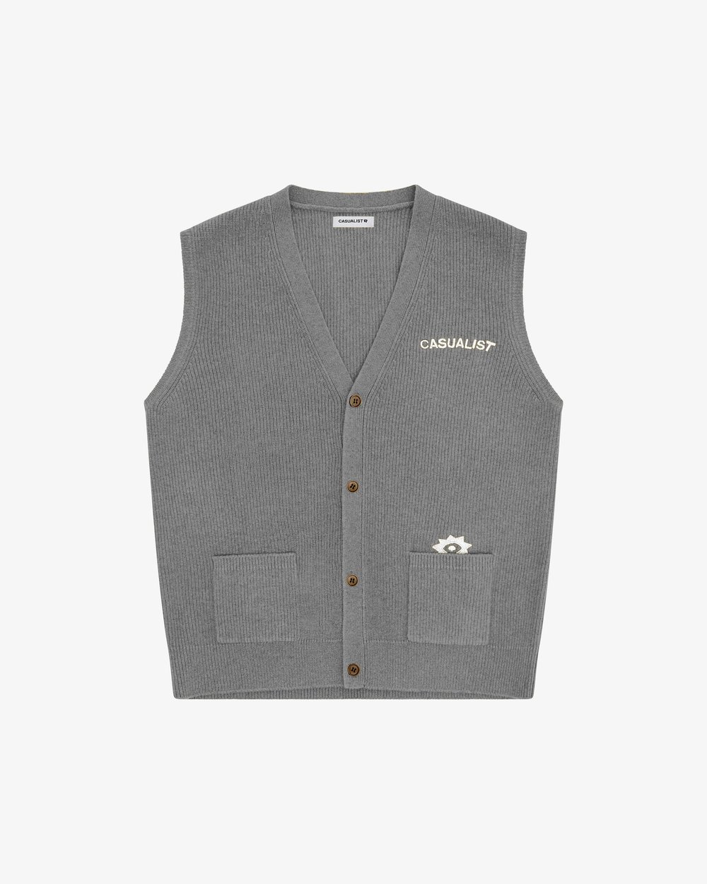 Casualist Grazer Cardigan Vest, Grey · view 1 of 4