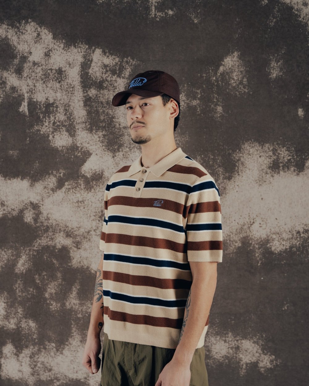 Fella Golf Jake Intarsia Knit Polo, Toffee · view 3 of 5