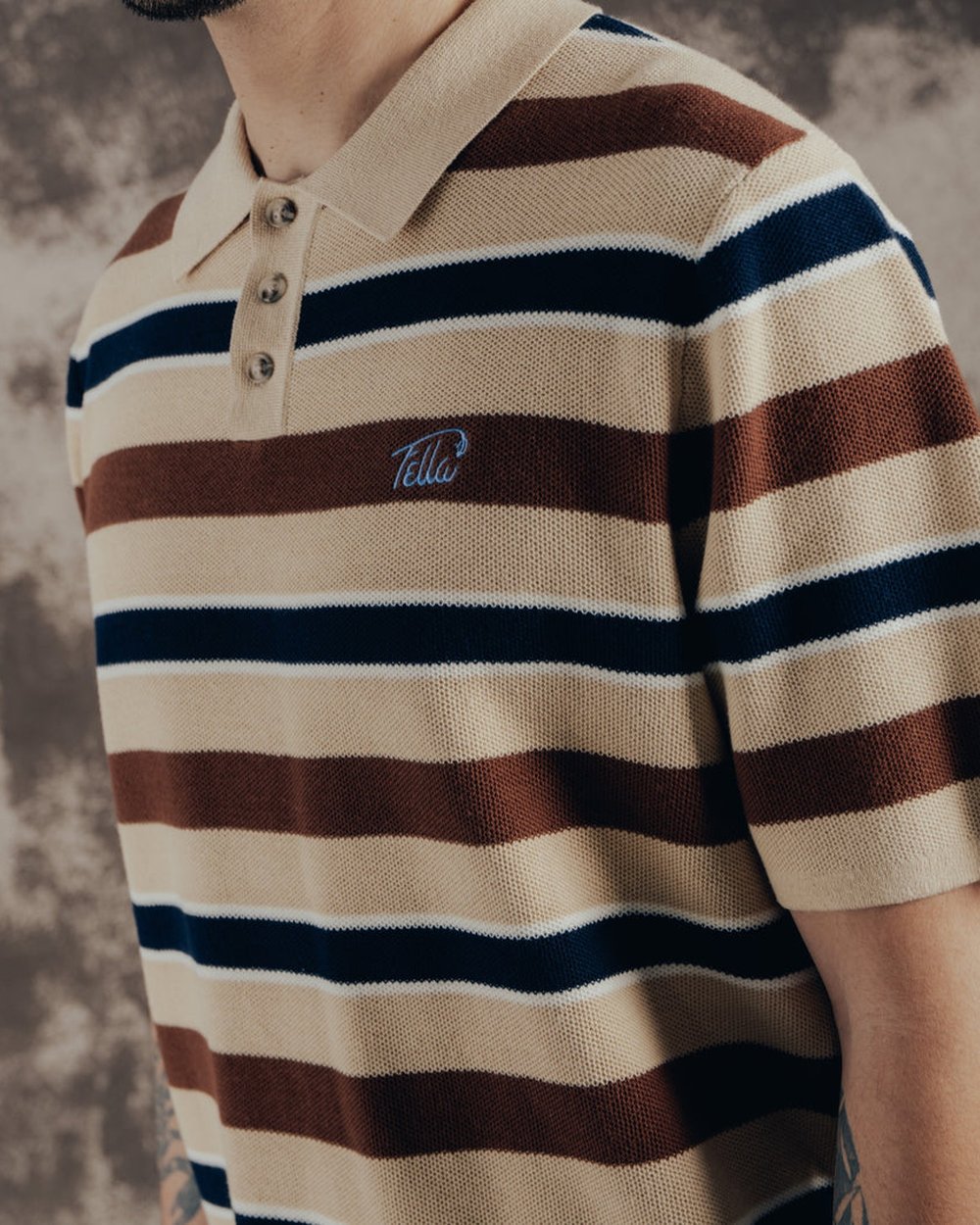Fella Golf Jake Intarsia Knit Polo, Toffee · view 5 of 5