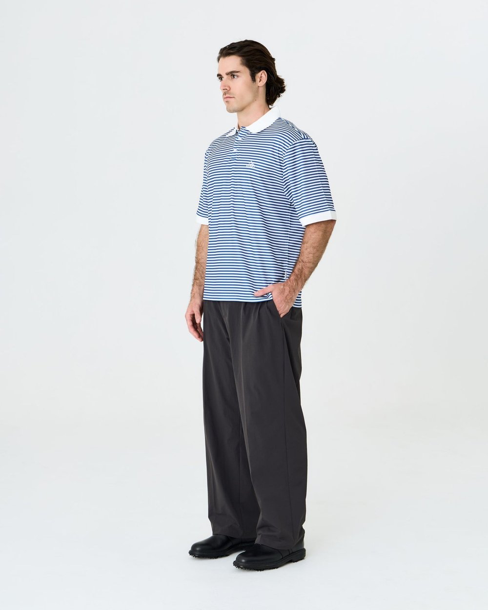Left of Field Mornington Polo, Blue / White Stripe · view 1 of 5