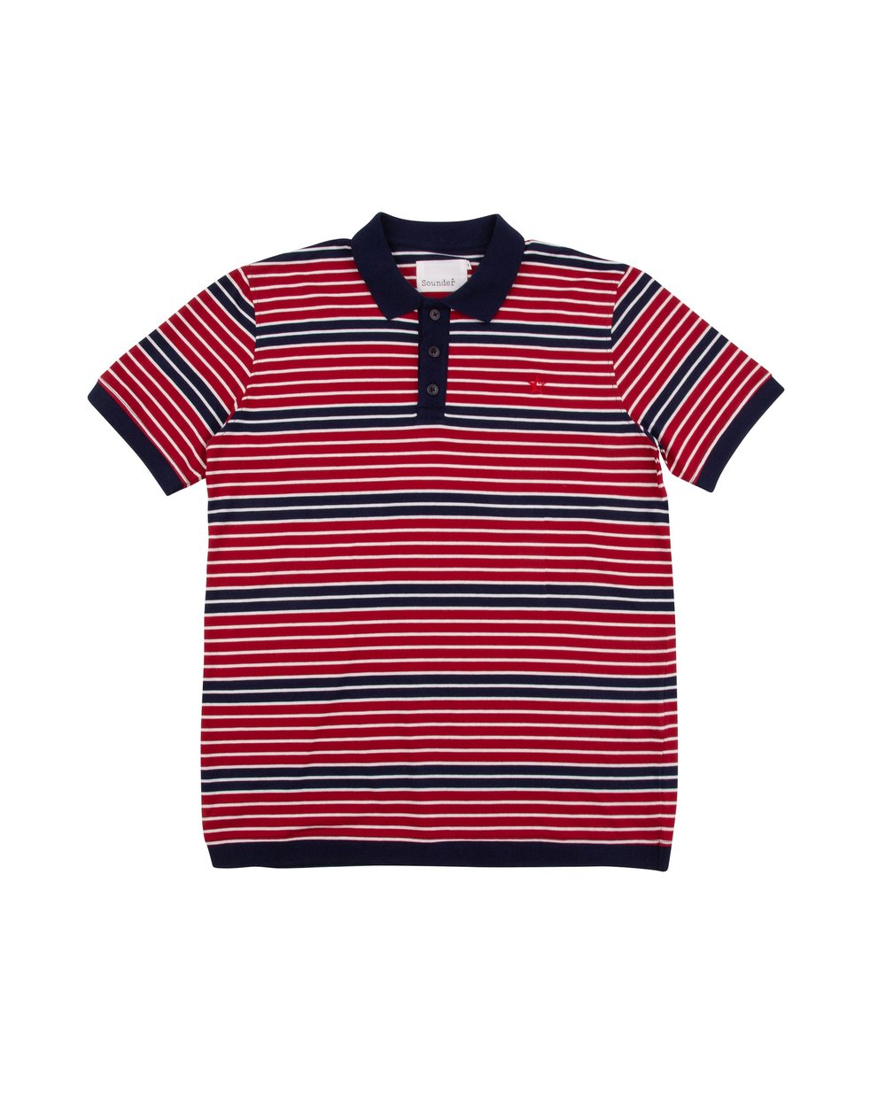 Sounder Monterey Stripe Polo, Deep Red / Deep Navy · view 1 of 5