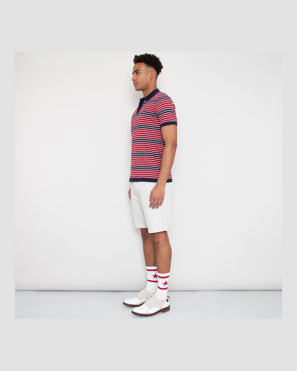 Sounder Monterey Stripe Polo, Deep Red / Deep Navy · view 3 of 5