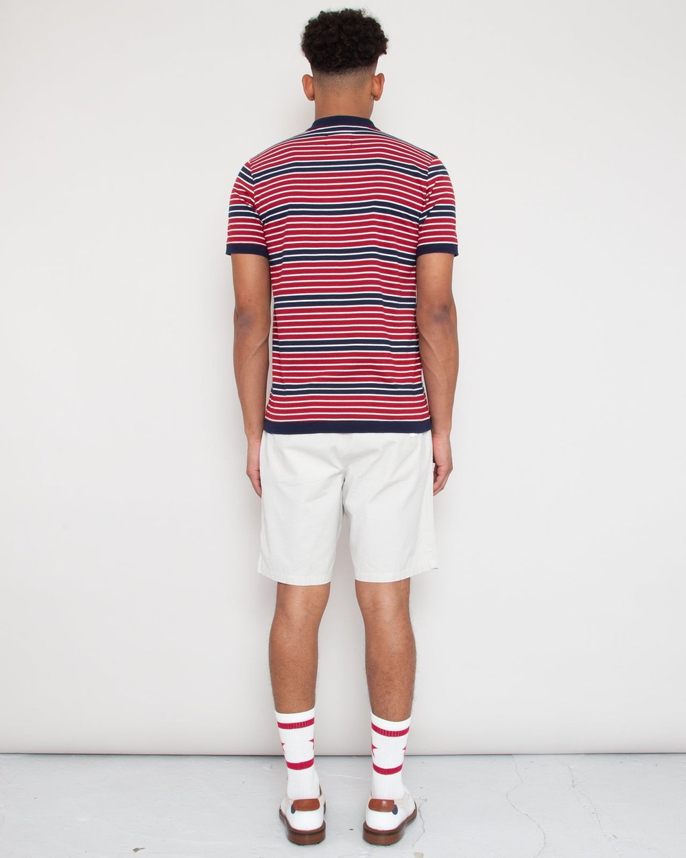 Sounder Monterey Stripe Polo, Deep Red / Deep Navy · view 4 of 5