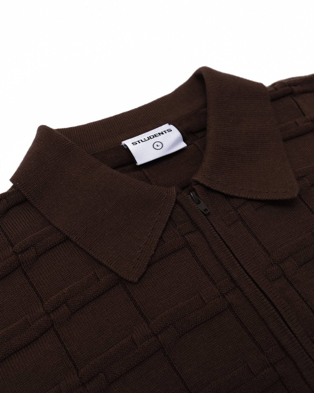 Students Golf Knight Knitted Polo Sweater, Coffee · view 4 of 5