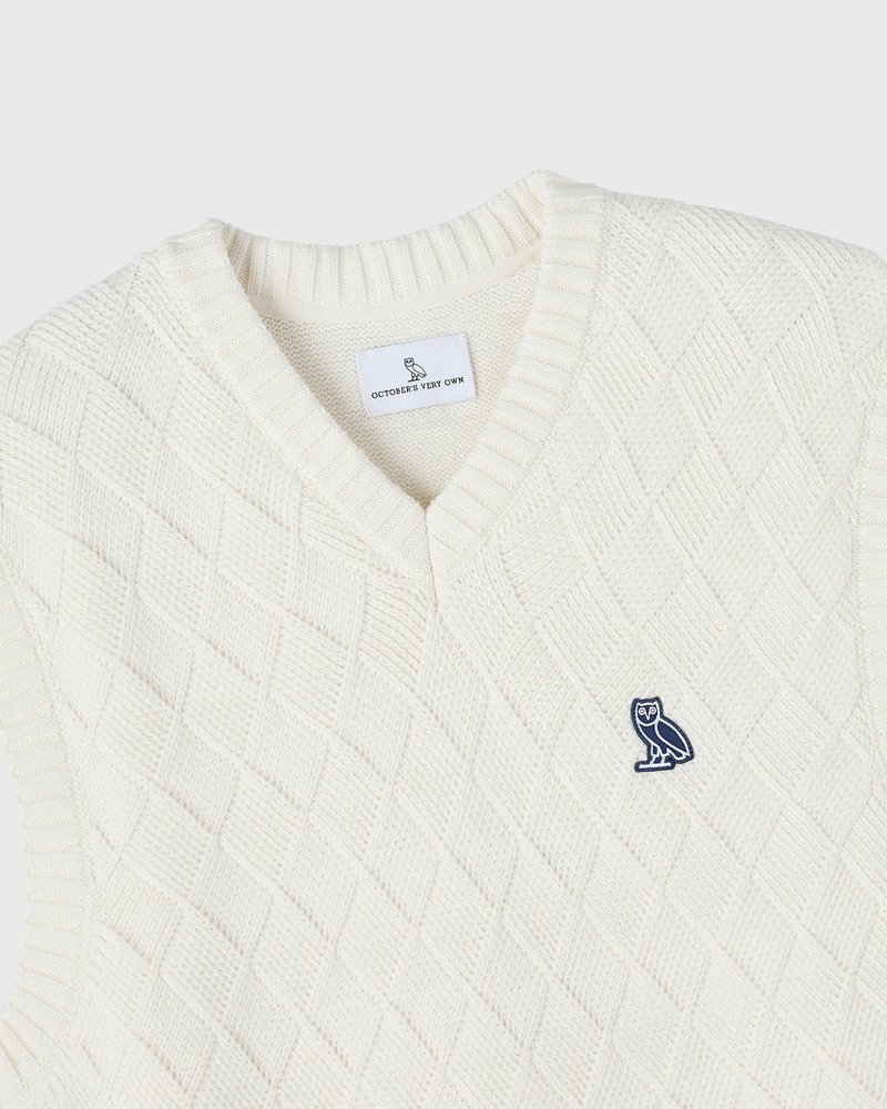 Basketweave Sweater Vest — Cream · view 3 of 4