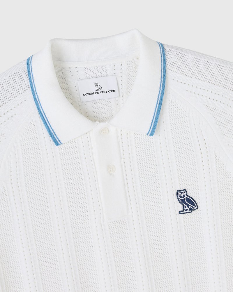 Open Knit Sweater Polo — White · view 3 of 4