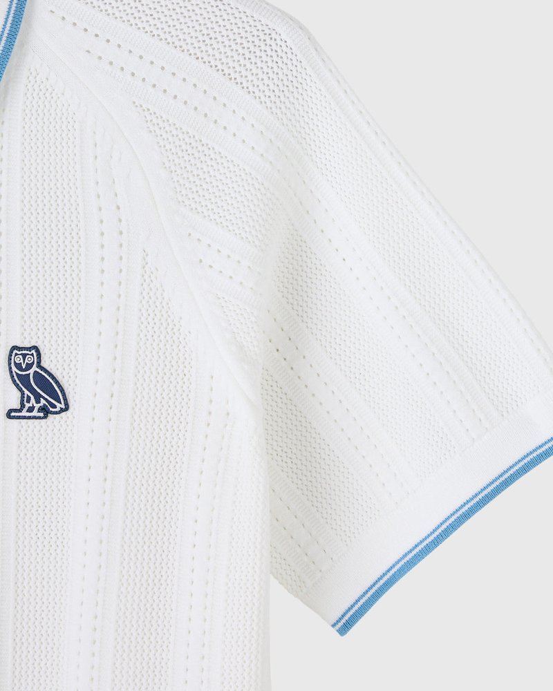 Open Knit Sweater Polo — White · view 4 of 4
