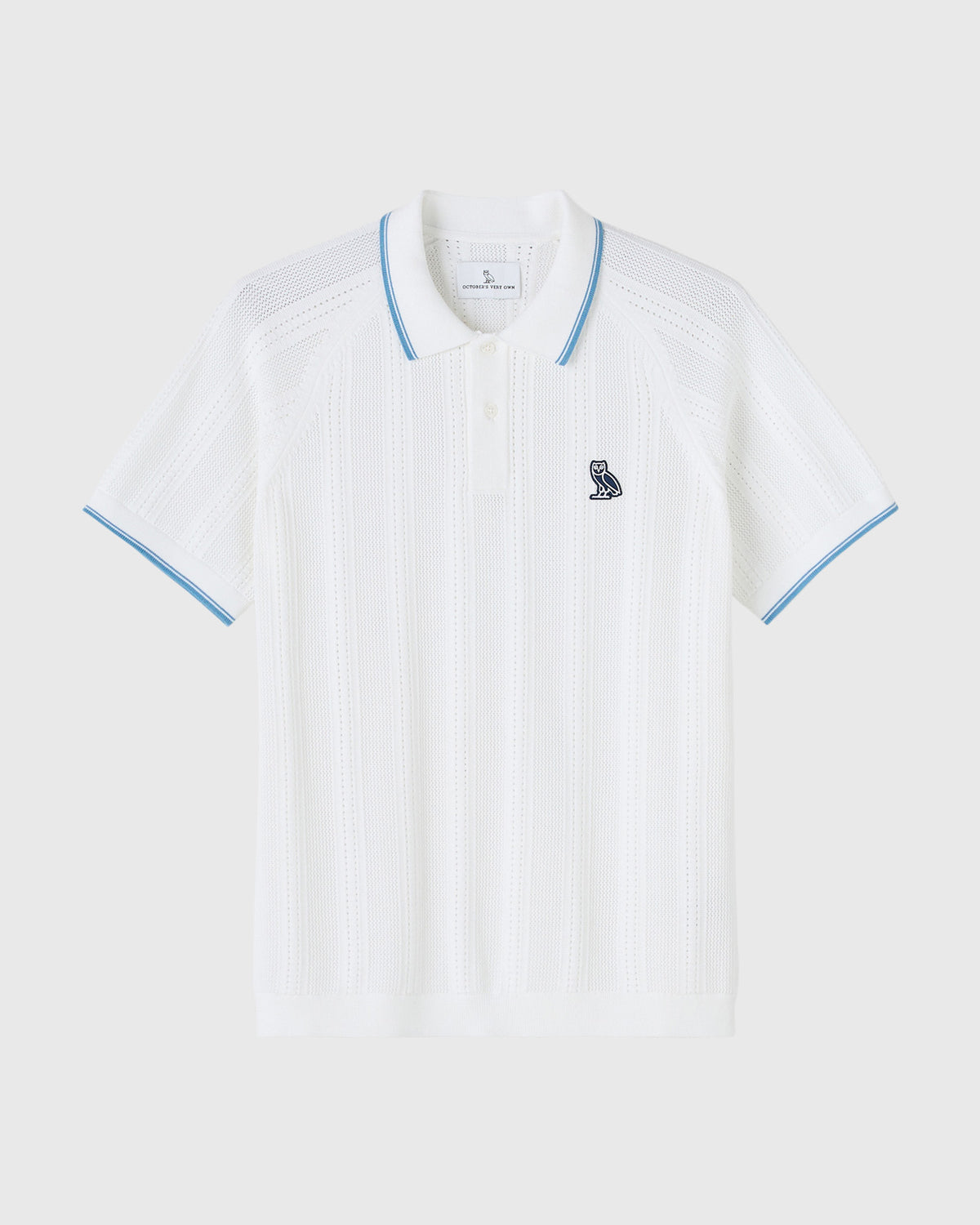 Open Knit Sweater Polo — White