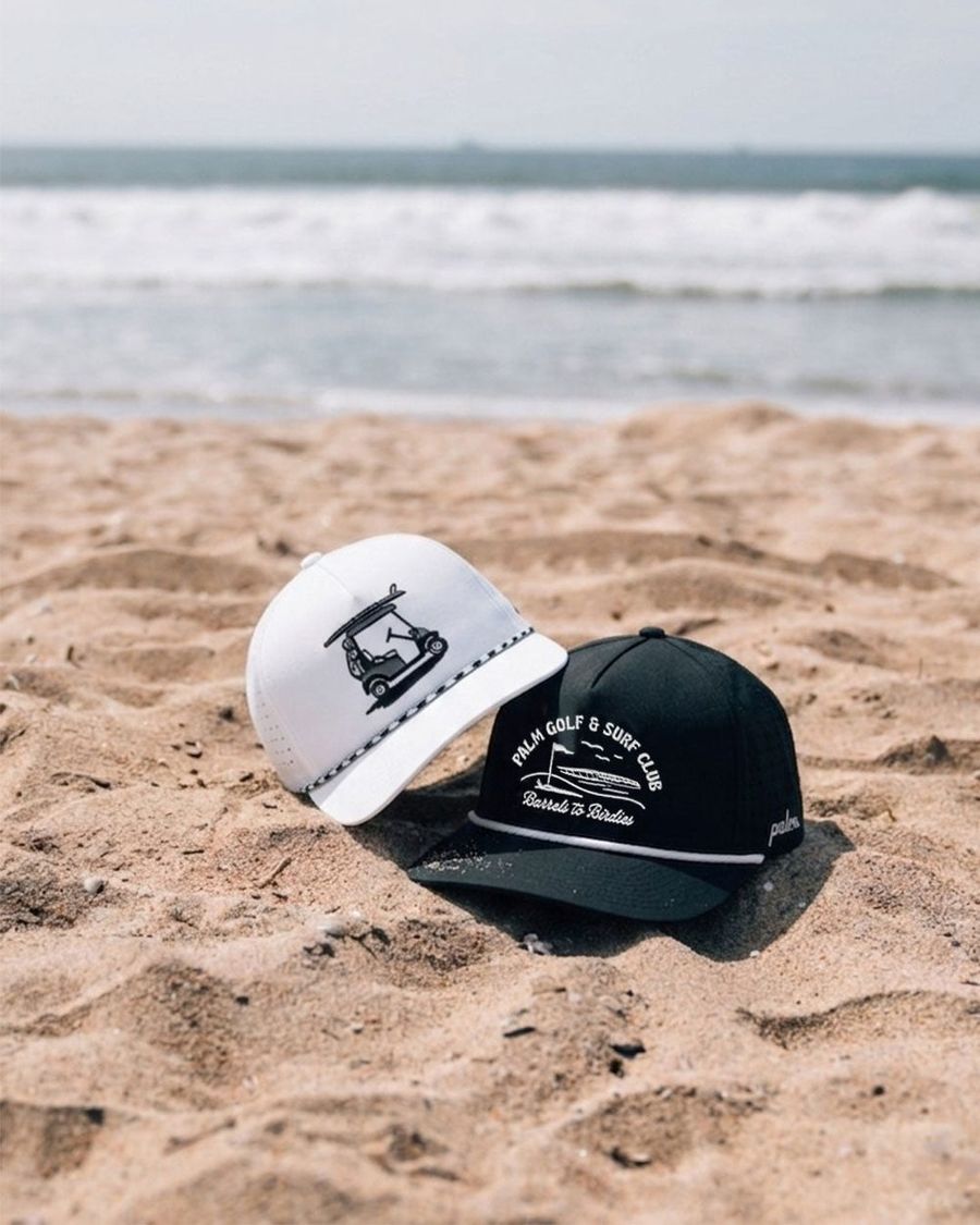 Palm caps on the sand at the beach