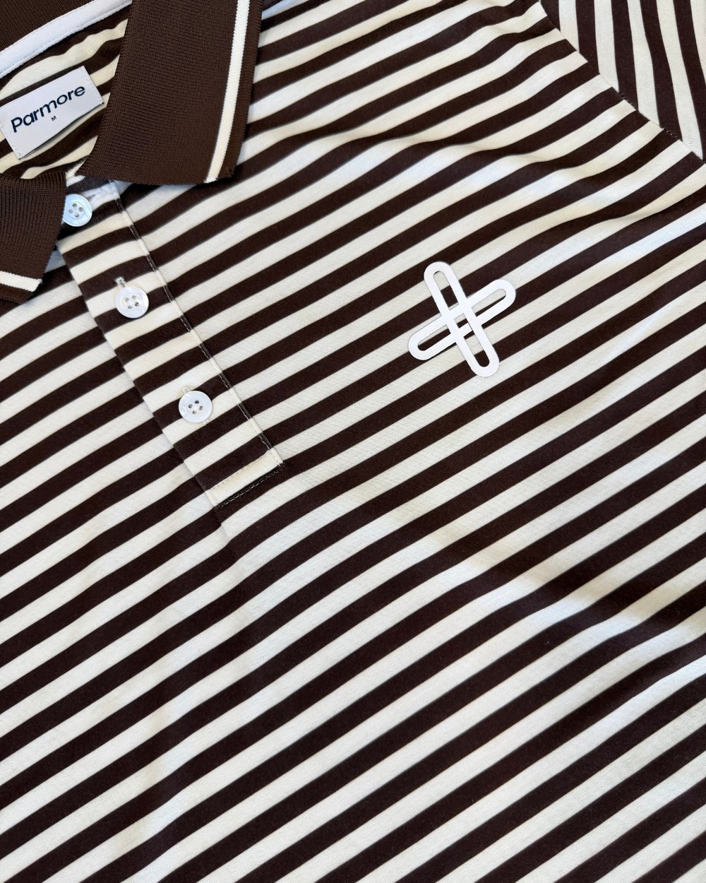 Parmore Golf Stripe Polo, Brown & Cream &middot; view 3 of 4