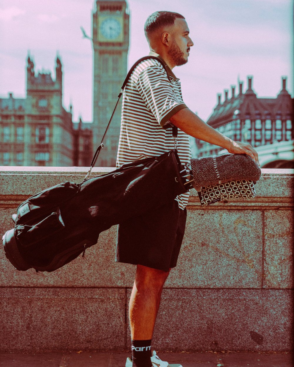 Parmore Golf Stripe Polo, Olive & White &middot; view 1 of 4