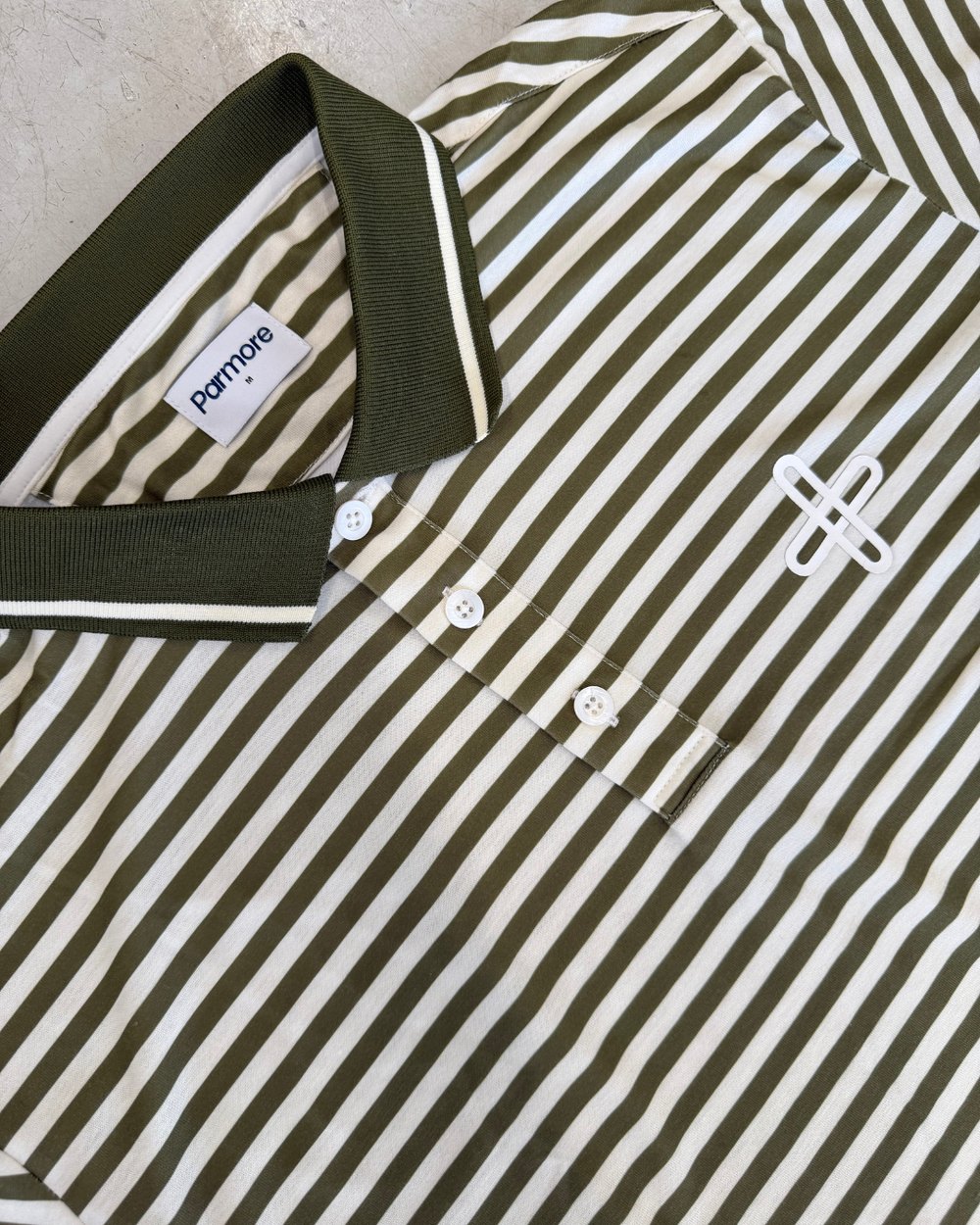 Parmore Golf Stripe Polo, Olive & White &middot; view 3 of 4