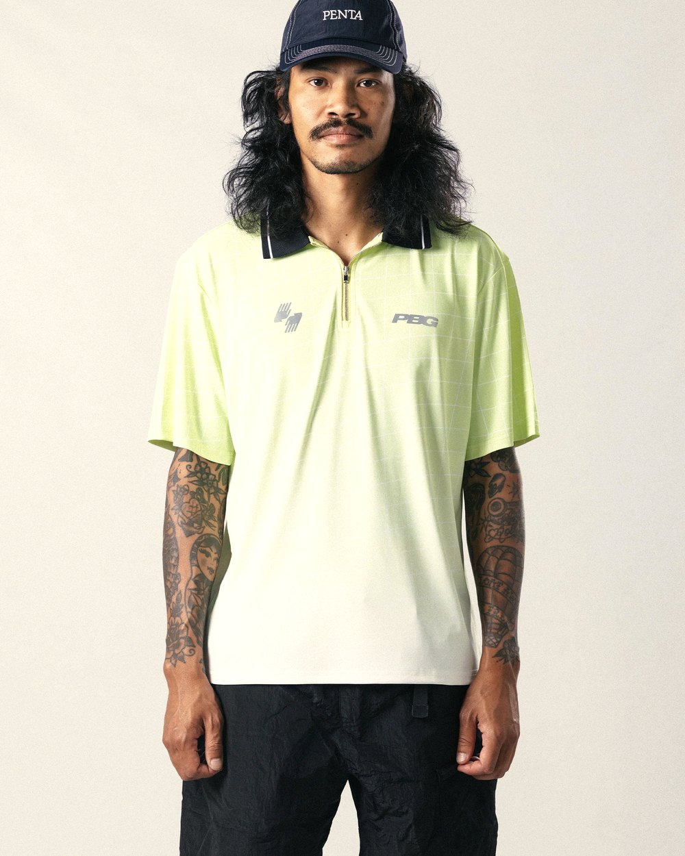 Penta Golf PXB Grid Polo, Lemon Sorbet · view 2 of 4