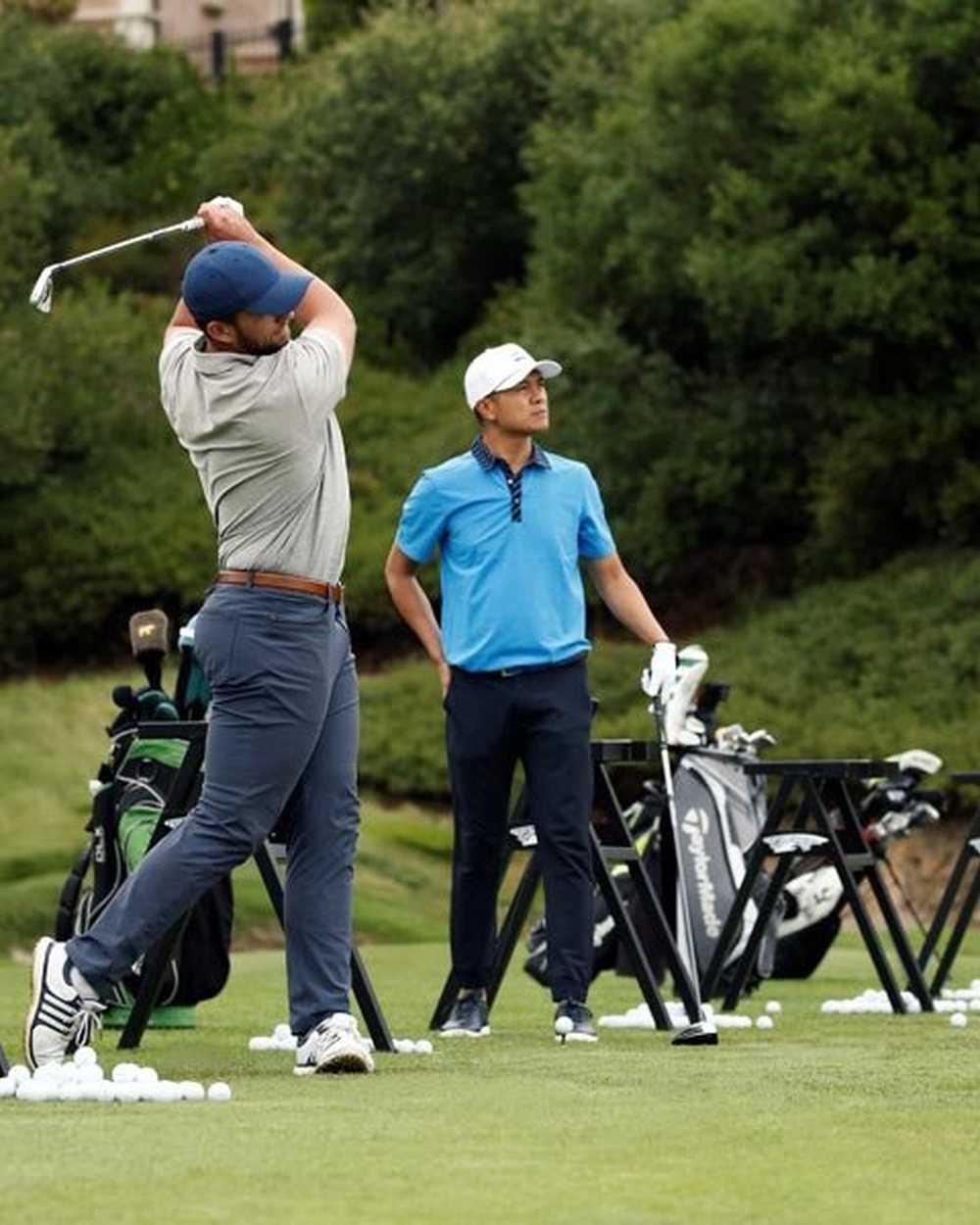 Golfers on the Toptracer range at Plum Creek