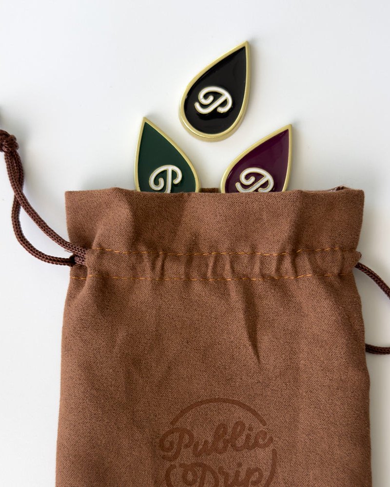 Public Drip Script Drip ball marker three pack with pouch · view 1 of 3