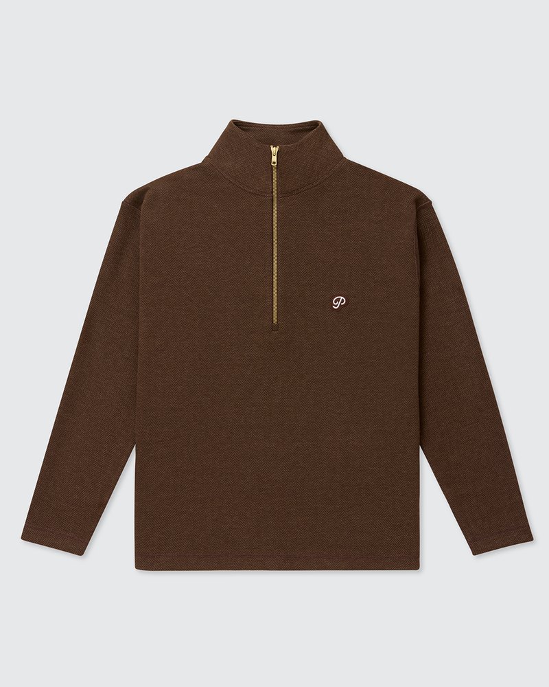 Public Drip Herringbone Half Zip in coffee · view 1 of 4