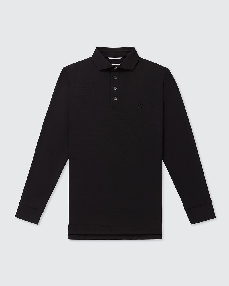 Public Drip Triborough Waffle Knit Polo in black · view 1 of 4