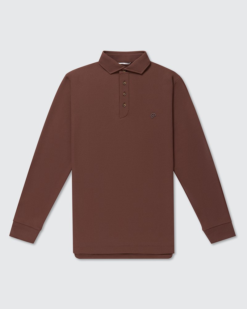 Public Drip Triborough Waffle Knit Polo in coffee · view 1 of 4