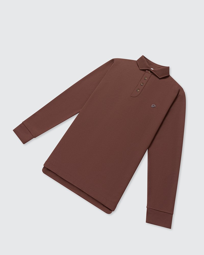 Public Drip Triborough Waffle Knit Polo in coffee · view 3 of 4
