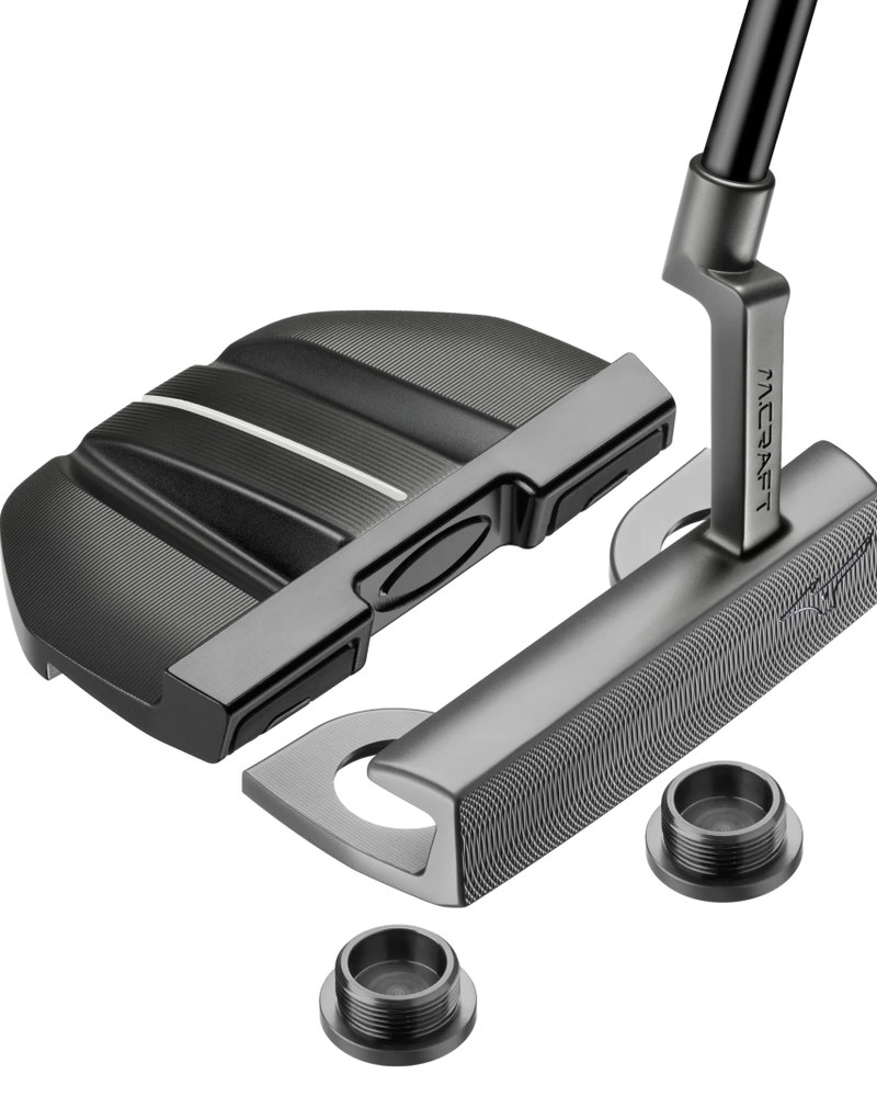 The Mizuno M.Craft X Z3 dome mallet head shown with the modular components