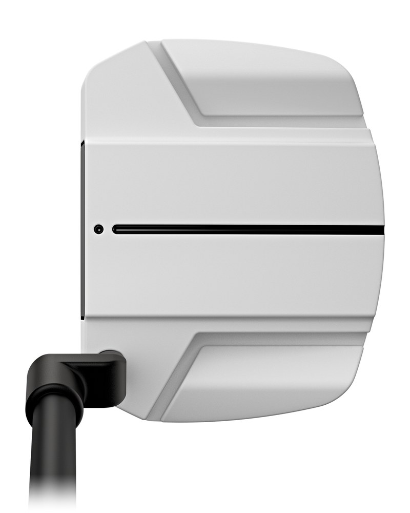 The Ping Scottsdale TEC Ally Blue H CB putter at address showing the Eye Q alignment