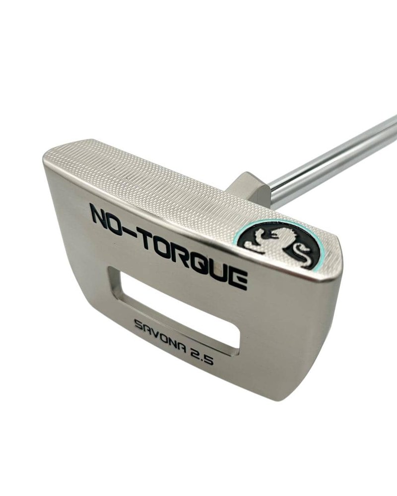 The Piretti No-Torque Savona 2.5 mallet putter showing the milled sole and no-torque badging