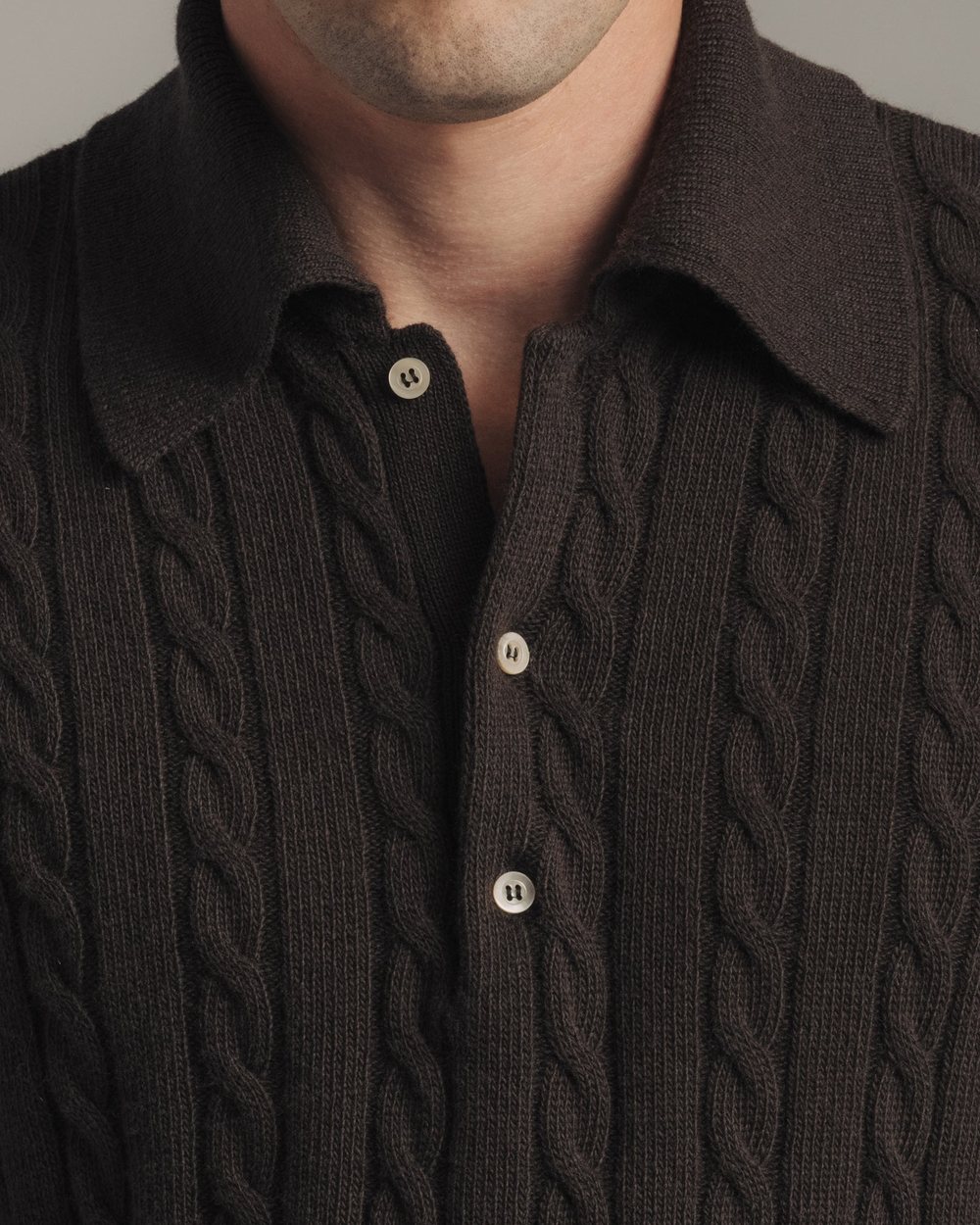 Late Nine Cable Knit Polo Dark Brown &middot; view 2 of 2