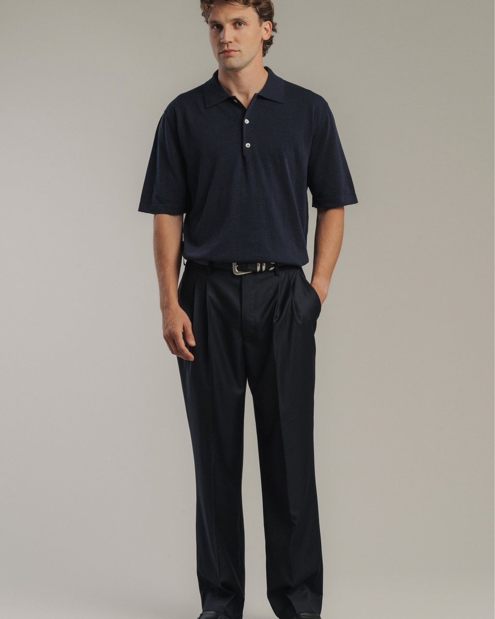 Late Nine Double Pleat Slacks Dark Navy &middot; view 2 of 5