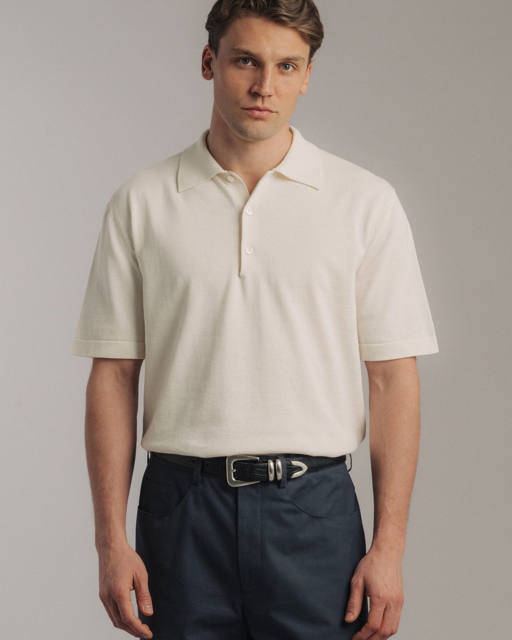 Late Nine Knit Crepe Polo Ivory &middot; view 1 of 3