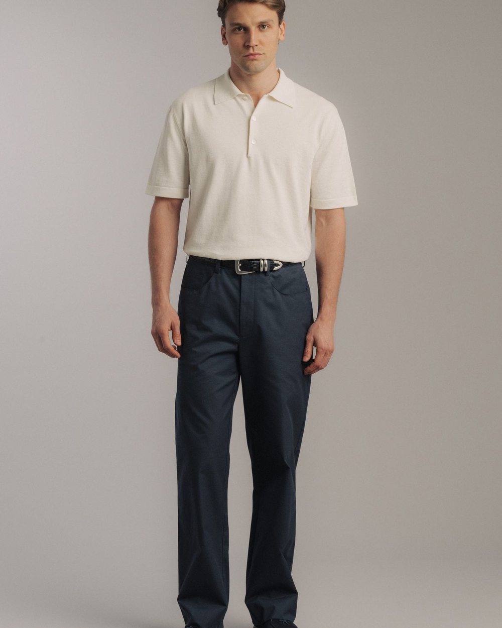 Late Nine Knit Crepe Polo Ivory &middot; view 2 of 3