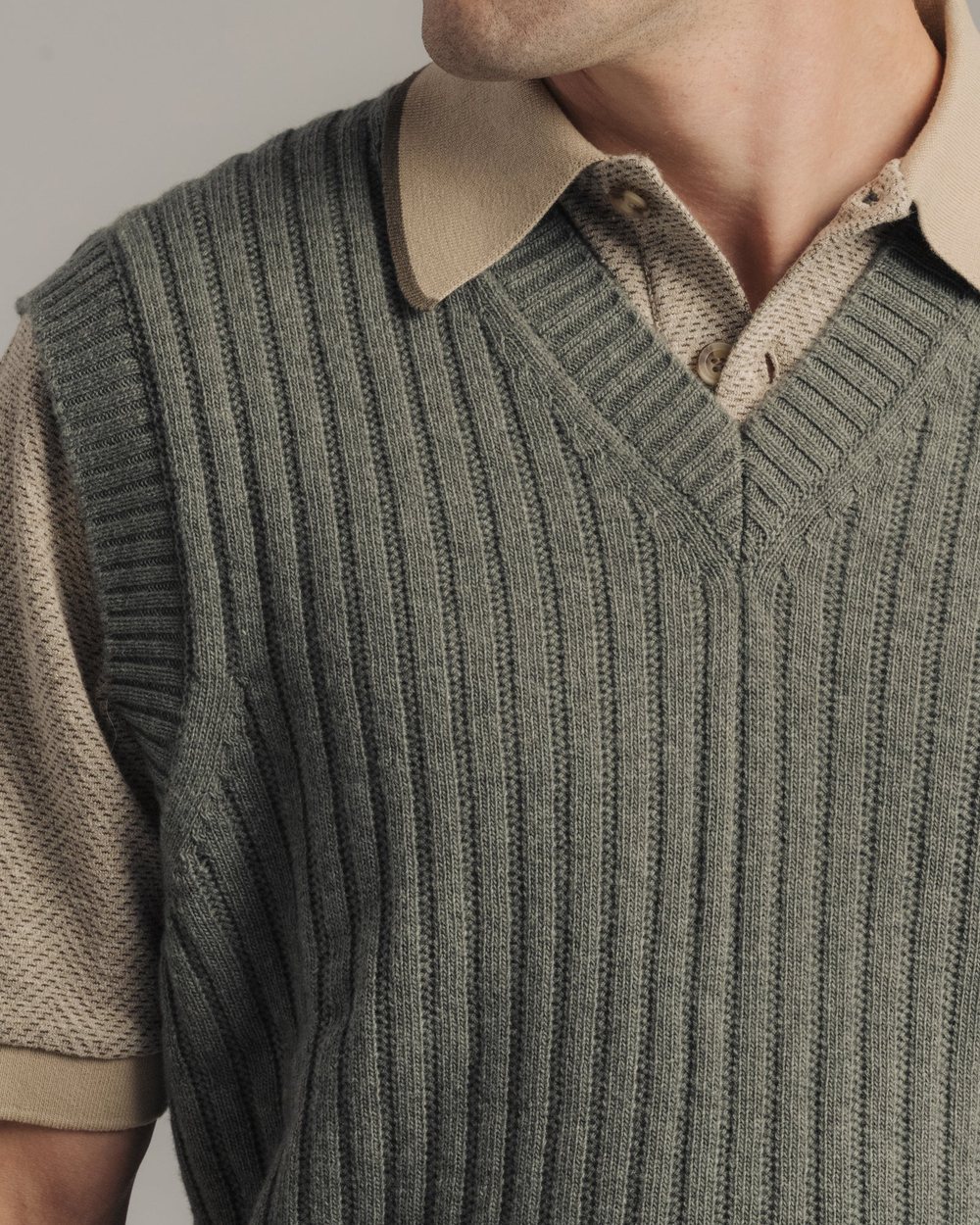 Late Nine Ribbed Knit Vest Sage &middot; view 3 of 3