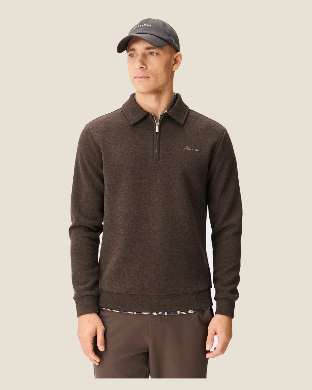 Macade Hayes Long Sleeve Zip Polo - Brown &middot; view 3 of 5