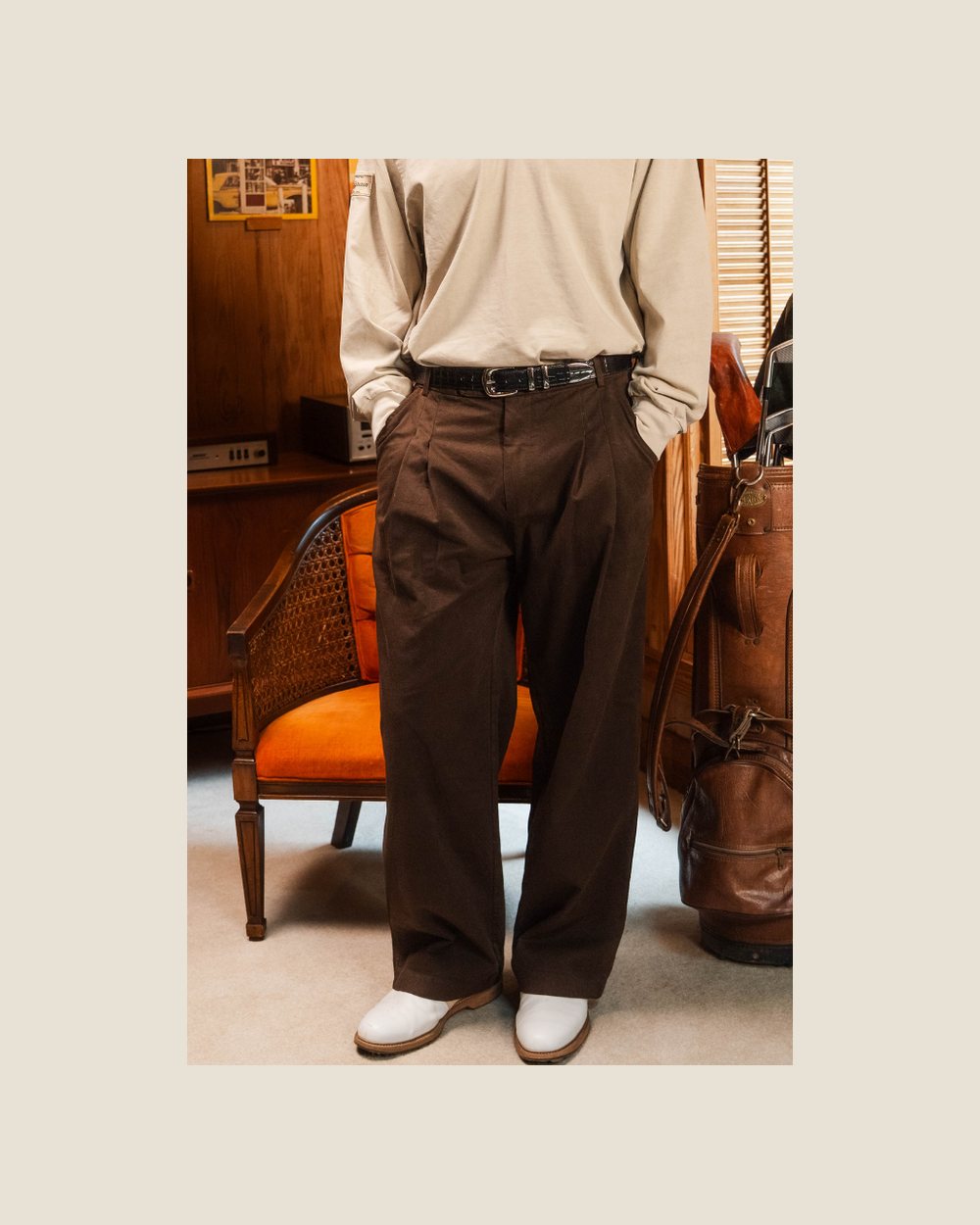 Woodgrain Golf Legacy Double Pleated Trouser • Chocolate Brown &middot; view 1 of 5