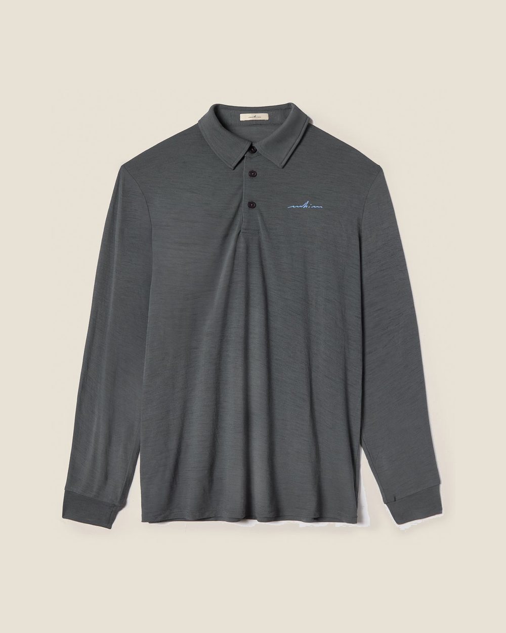 Whim Golf Sky Embroidered Slate Merino Long Sleeve Golf Shirt &middot; view 2 of 5