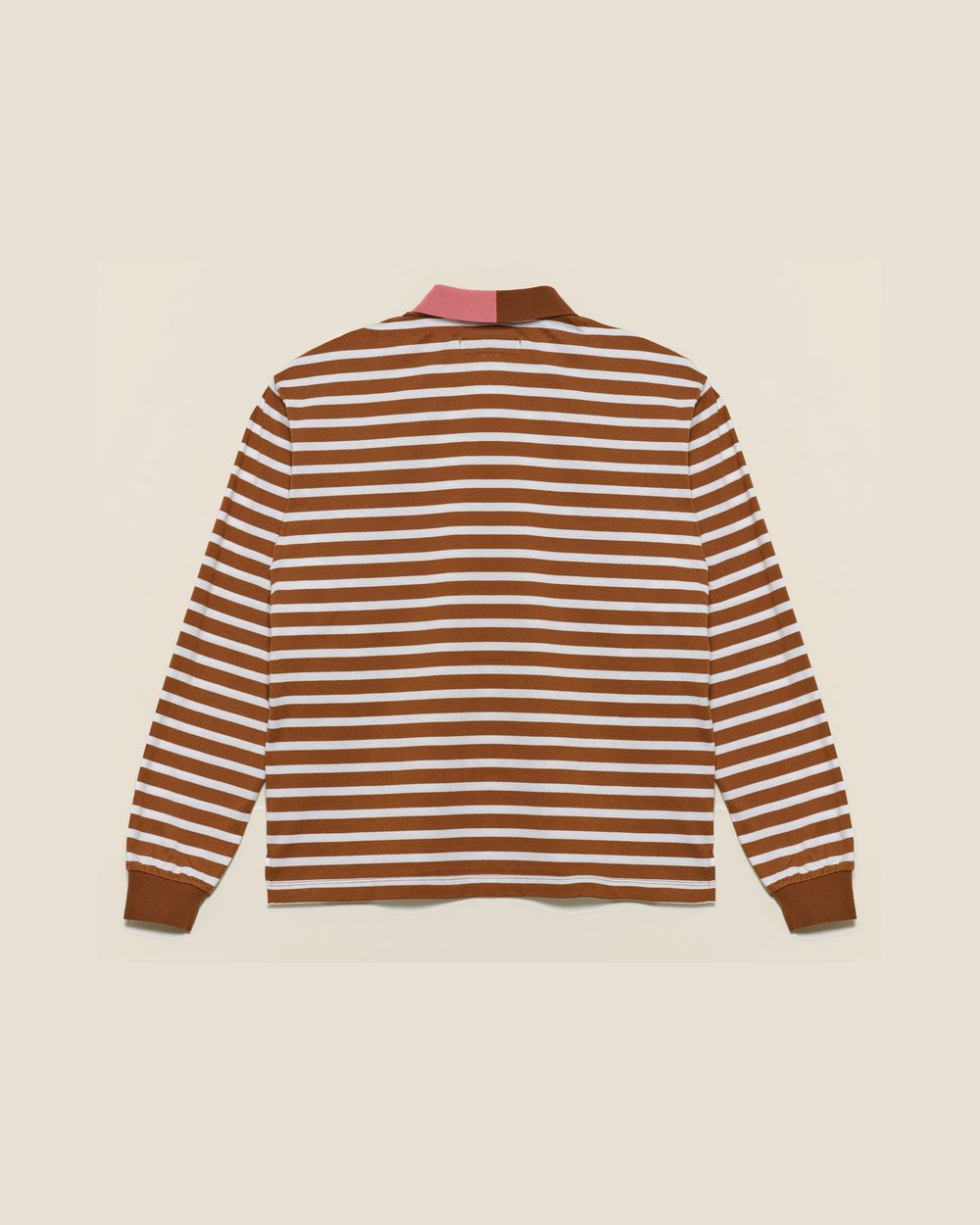 Aberdeen West Striped Knit Long Sleeve Polo, Brown · view 2 of 3