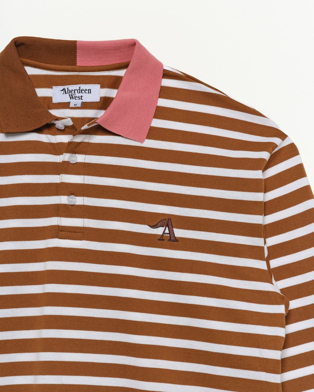 Aberdeen West Striped Knit Long Sleeve Polo, Brown · view 3 of 3