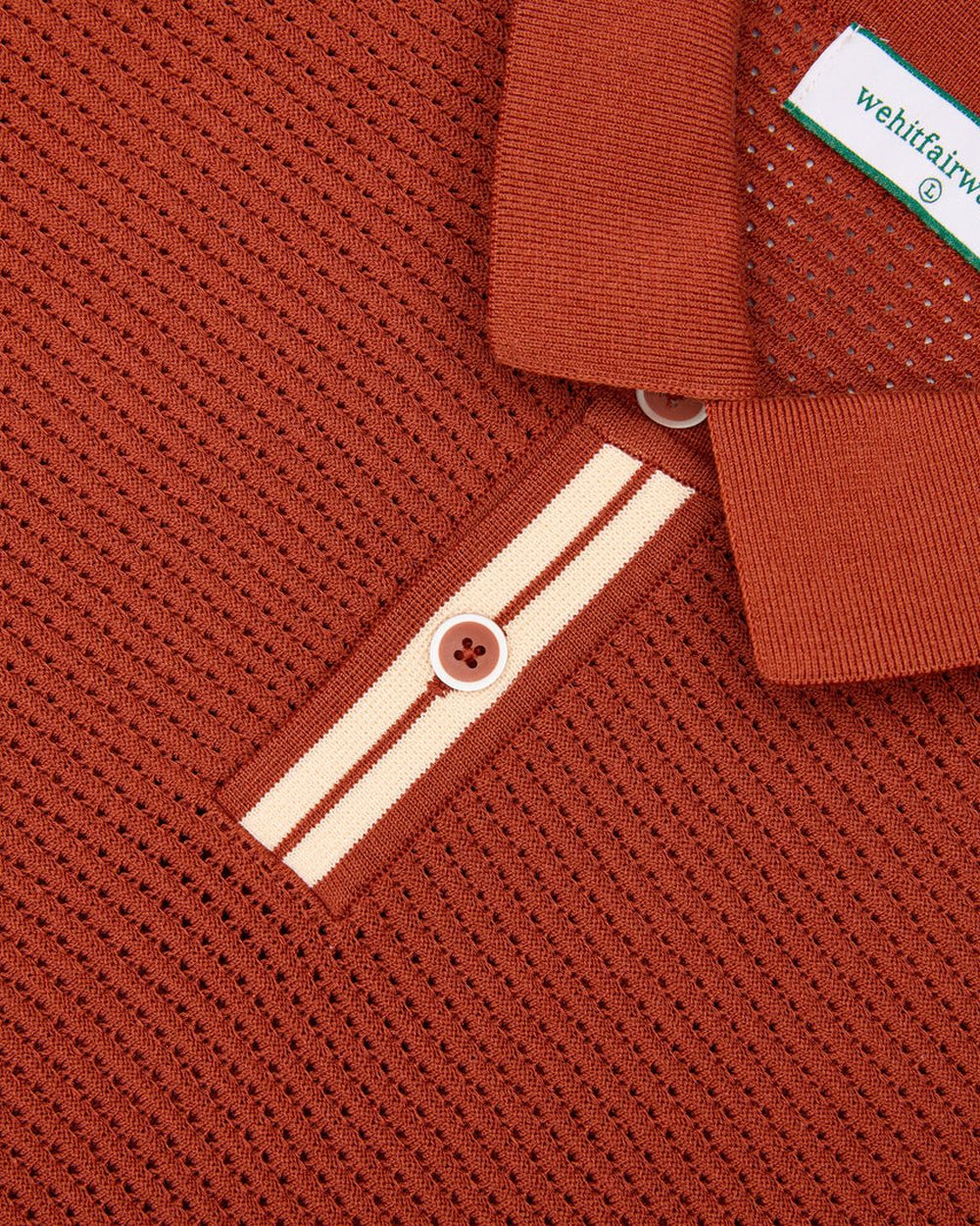 We Hit Fairways Waffle Knit Polo, Clay Red · view 4 of 5