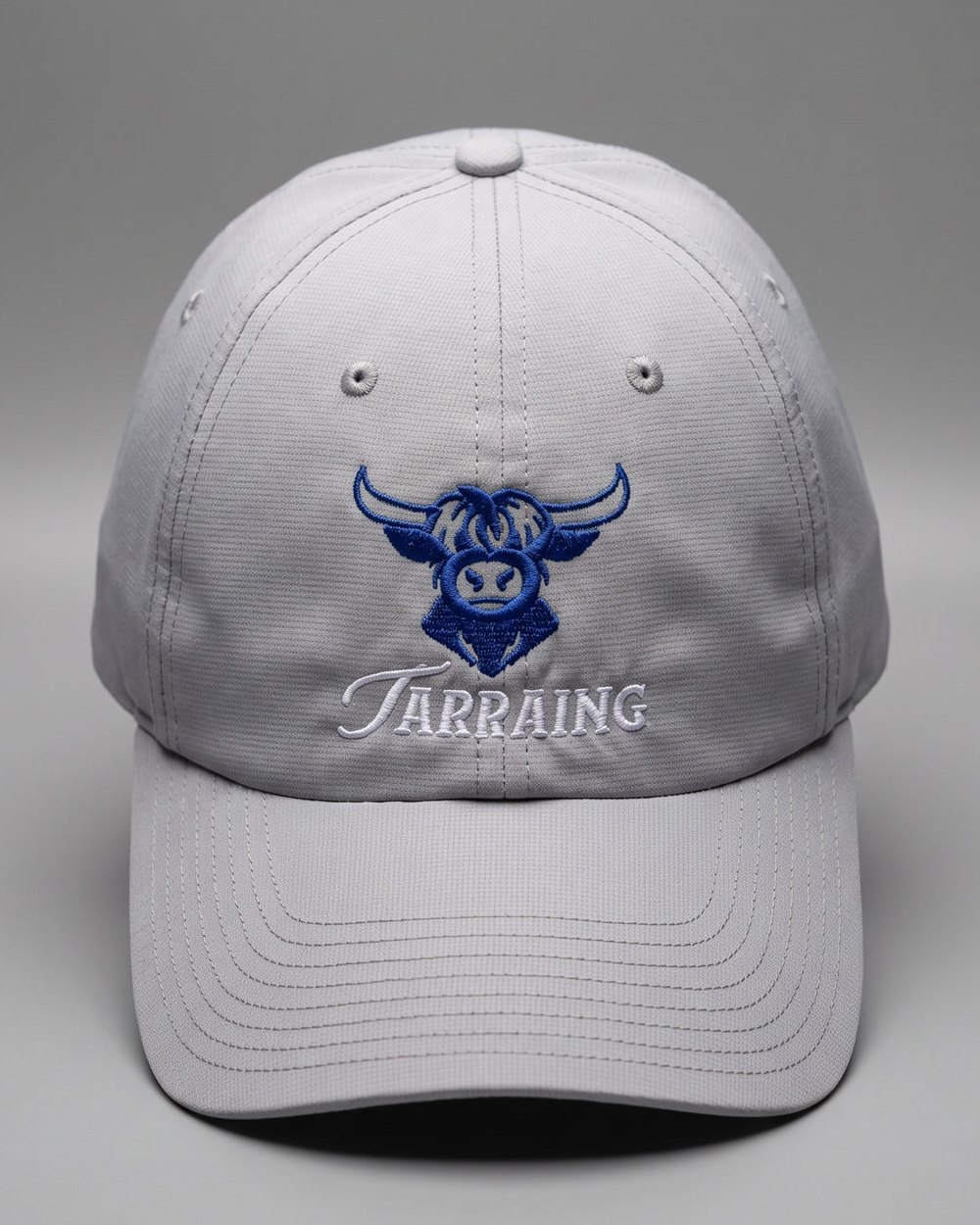 Tarraing Golf Gray, White and Blue Highland Cow Hat · view 1 of 3