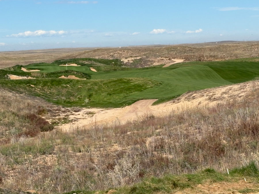 Rolling sand dunes and emerald fairways at Rodeo Dunes Golf Course &mdash; Coore & Crenshaw design, Roggen, Colorado