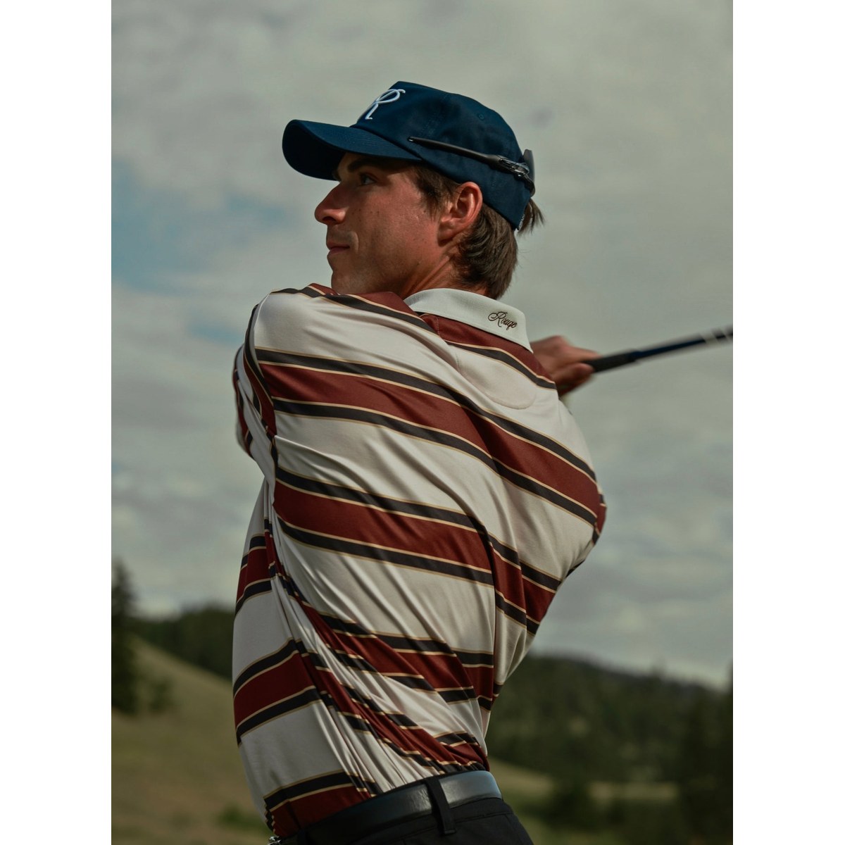 Rouqe Golf Burgundy Striped Polo · view 2 of 5