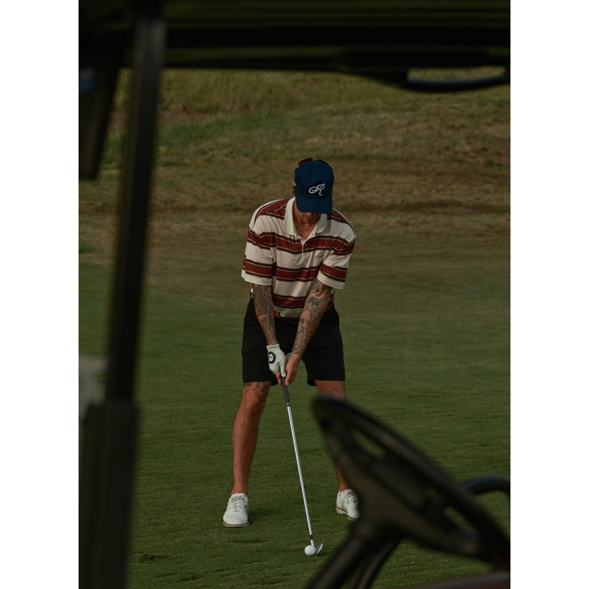 Rouqe Golf Burgundy Striped Polo · view 3 of 5