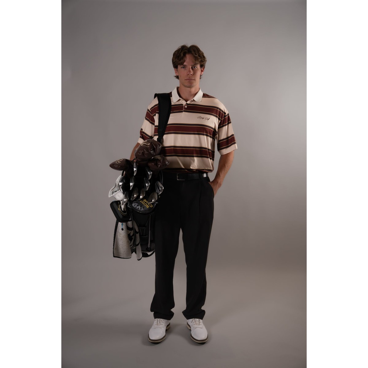 Rouqe Golf Burgundy Striped Polo · view 4 of 5