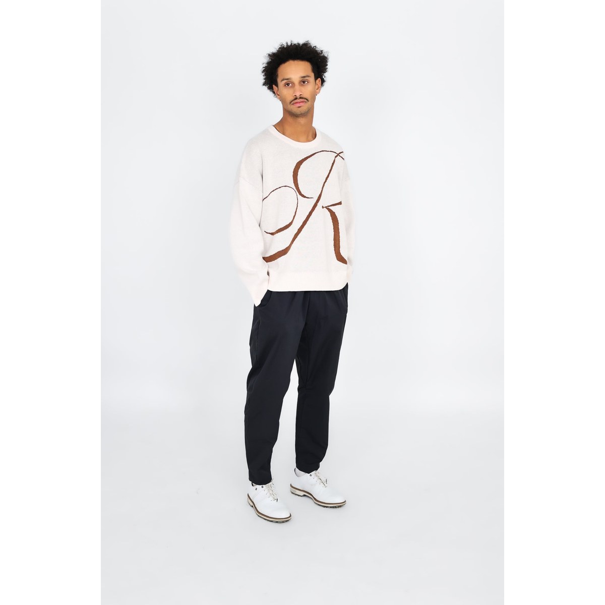 Rouqe Golf “R” Knit Sweater Beige · view 1 of 6
