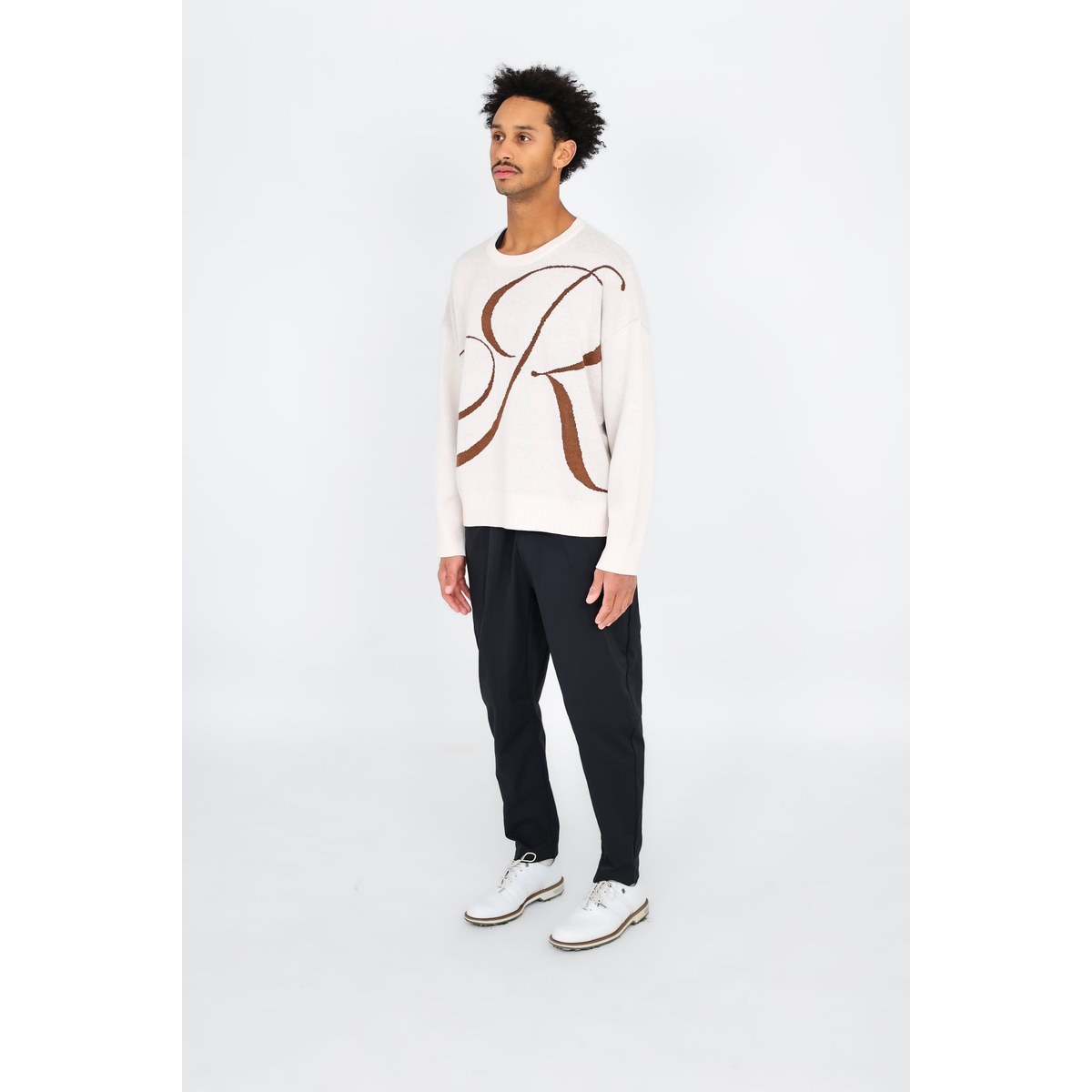 Rouqe Golf “R” Knit Sweater Beige · view 2 of 6