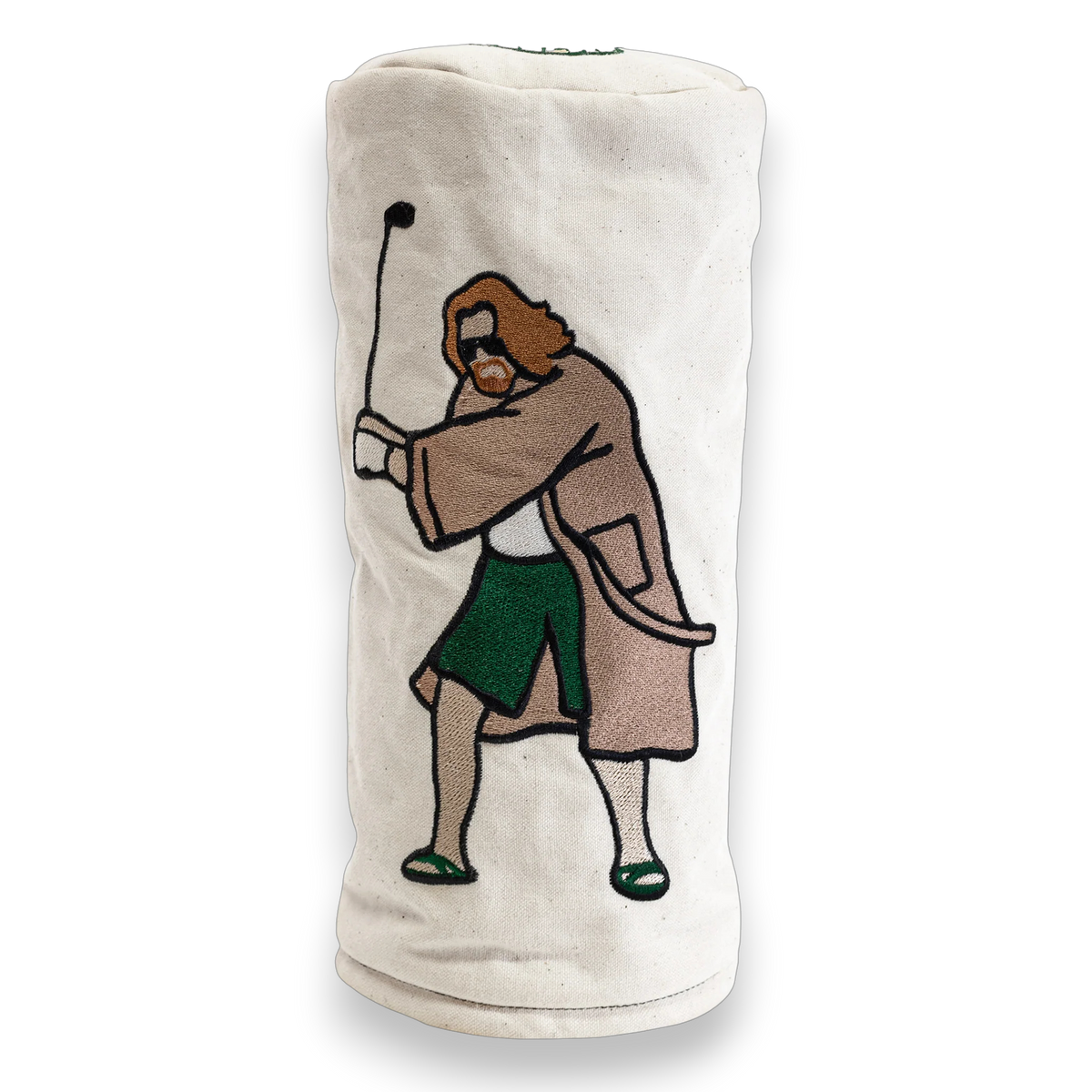 Seamus Golf The Dude natural canvas driver cover, Big Lebowski embroidery