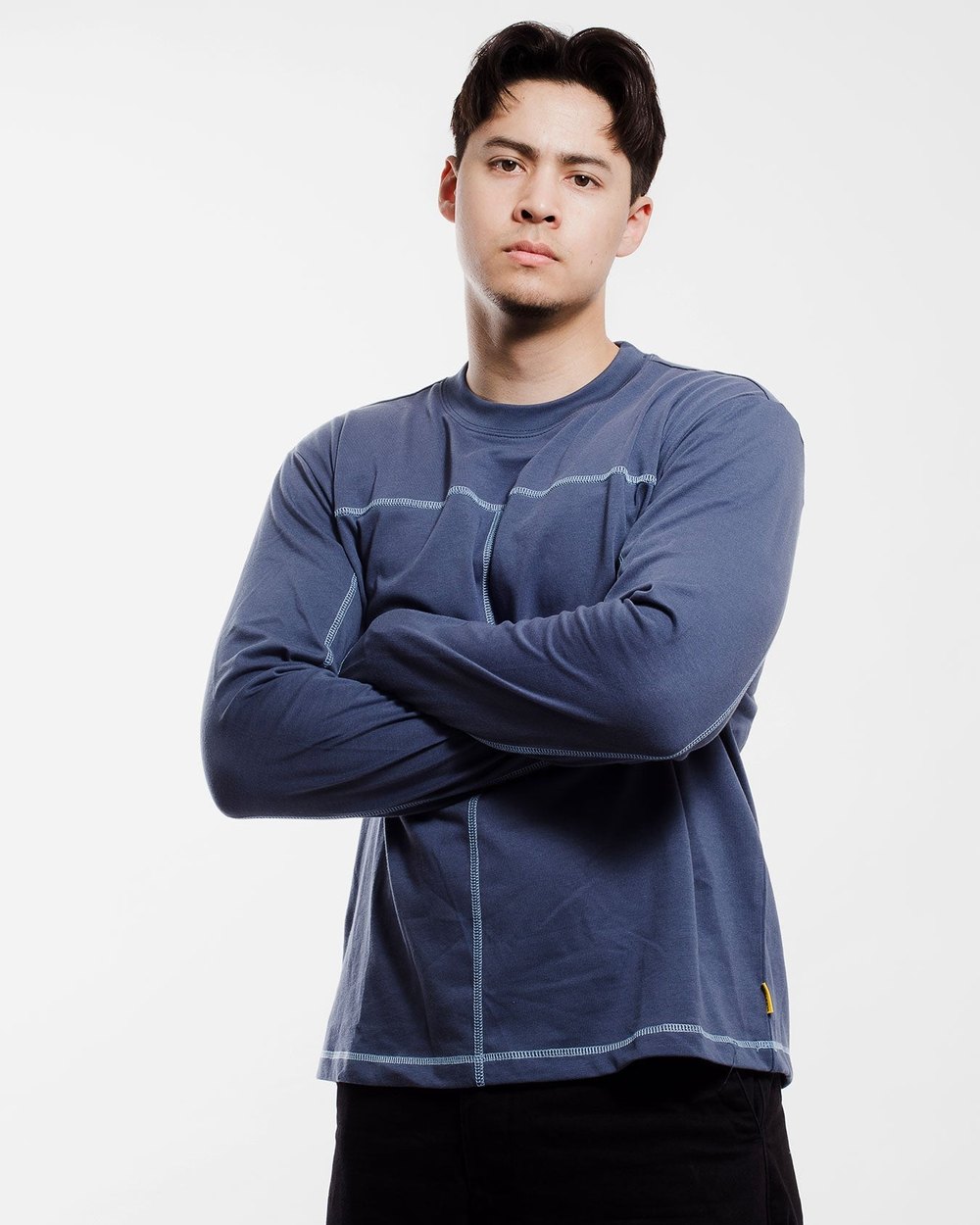 SLICE TOWN Long Sleeve Tee, Dusty Cobalt · view 2 of 4