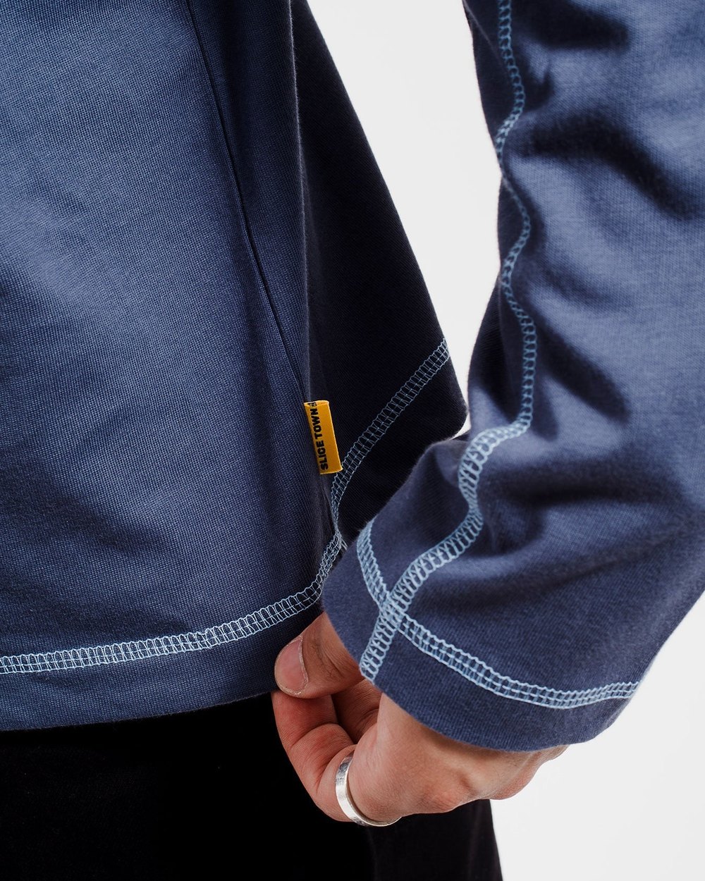 SLICE TOWN Long Sleeve Tee, Dusty Cobalt · view 4 of 4