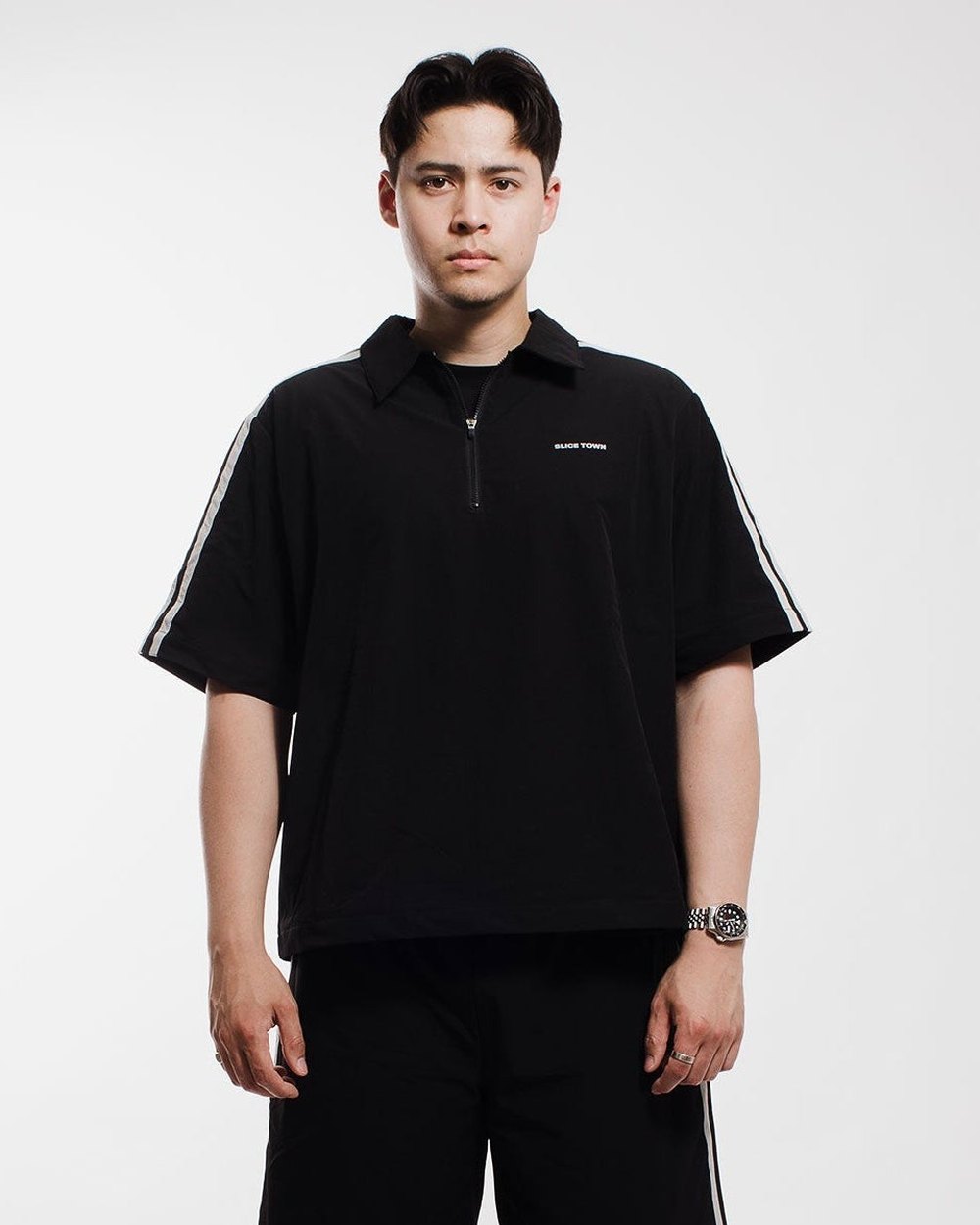 SLICE TOWN Short Sleeve Windbreaker, Charcoal · view 1 of 5